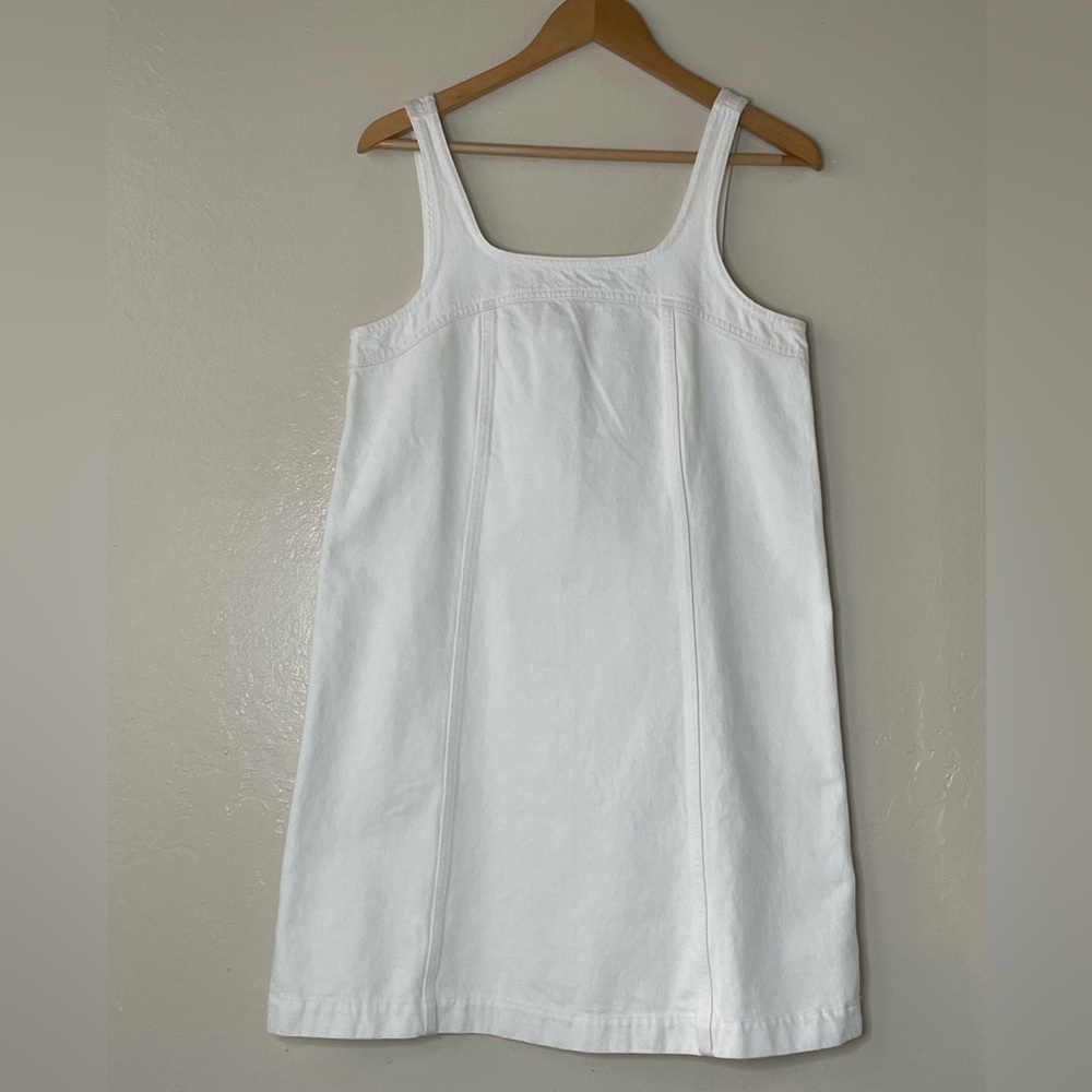 Madewell White Cotton Sleeveless mini denim dress